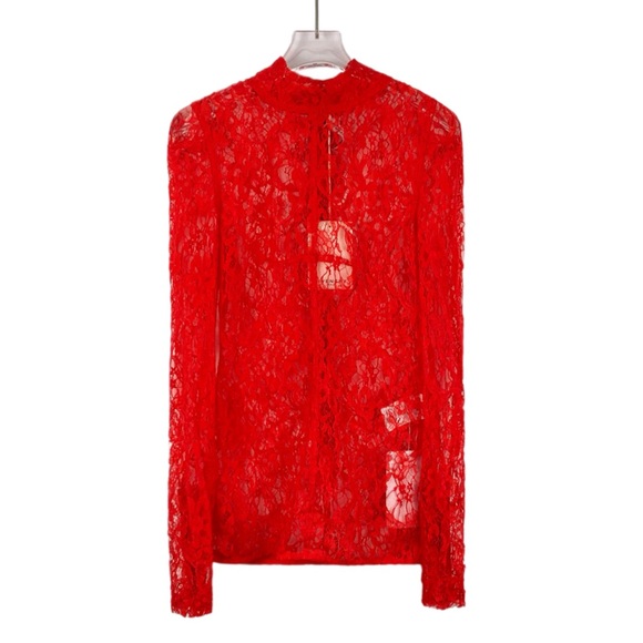 Givenchy Elegant Red Lace Women's Top - Picture 1 of 7